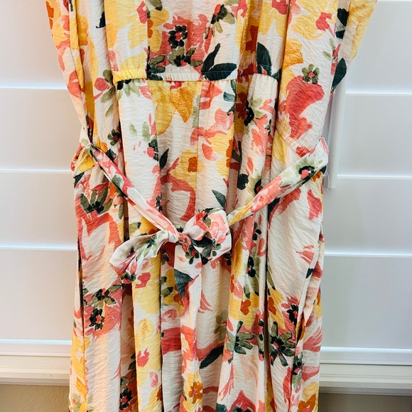 NWOT Boho Floral Midi Dress 4X Cottagecore Belted Flow - Picture 9 of 11
